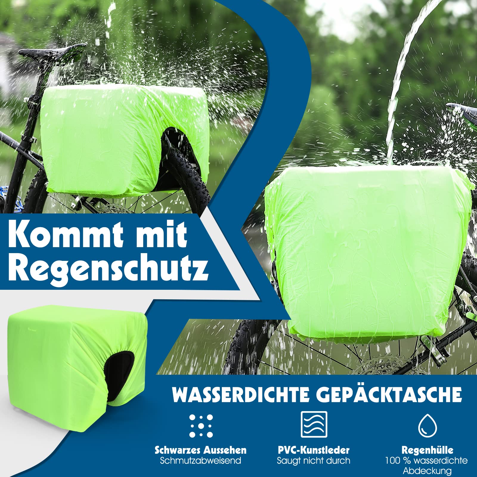 WESTGIRL Fahrradtasche für Gepäckträger - Satteltaschen für Fahrrad Gepäckträger wasserdicht - Hinterradtasche Doppeltasche für E-Bikes MTB Rennrad - Fahrrad Tasche Gepäckträgertasche, 30L
