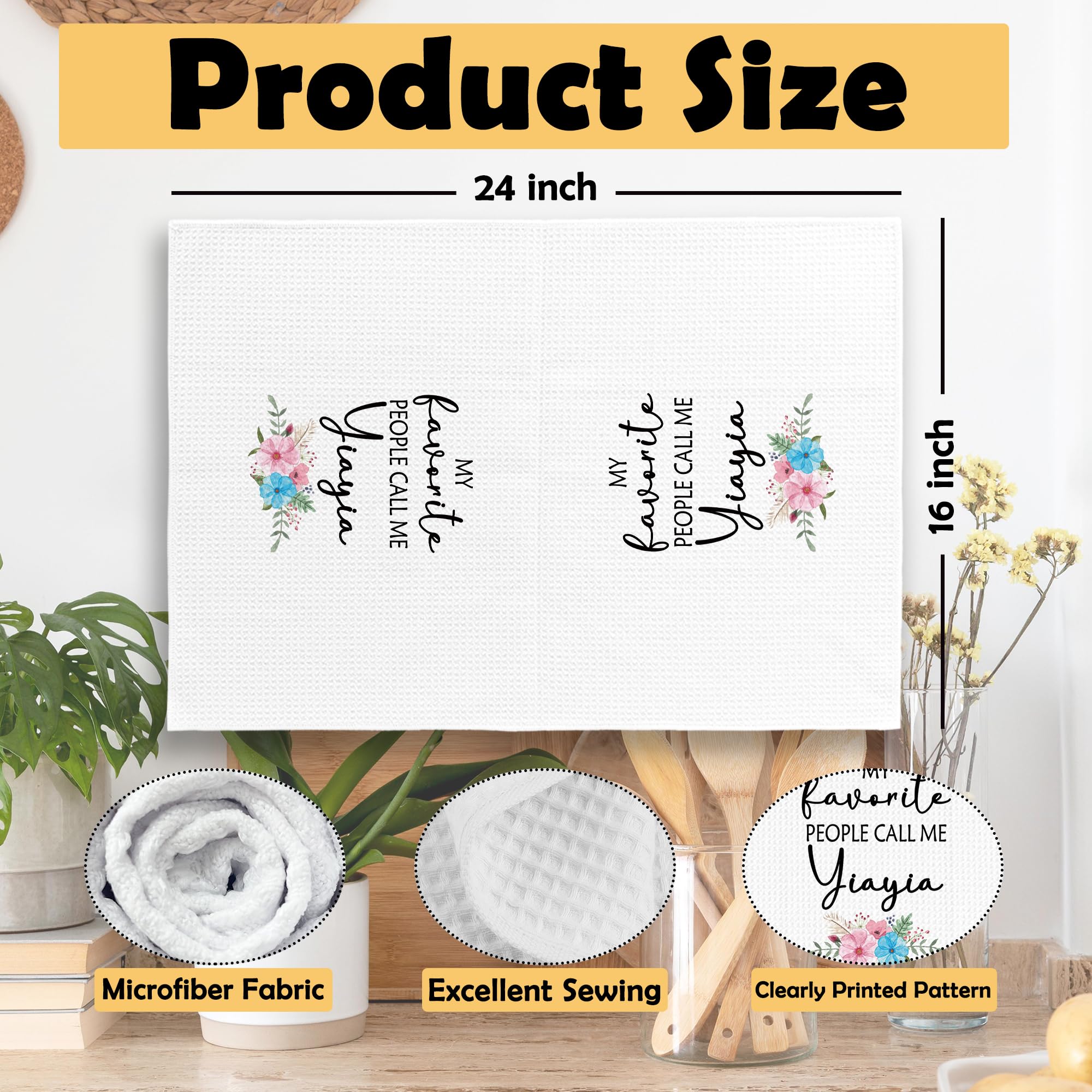 Yiayia's Kitchen Towels, Yiayia Gifts Grandma Gifts, Grandma Gifts from Grandchildren Grandkids Hand Towel Tea Dish Towels 16x24 Inch