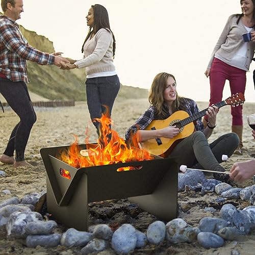 Miniatura 2 de ACCPO Fogata de 18 pulgadas para exteriores, portátil, 2 en 1, fogata de leña de acero resistente para patio y patio trasero, hoguera, barbacoa,