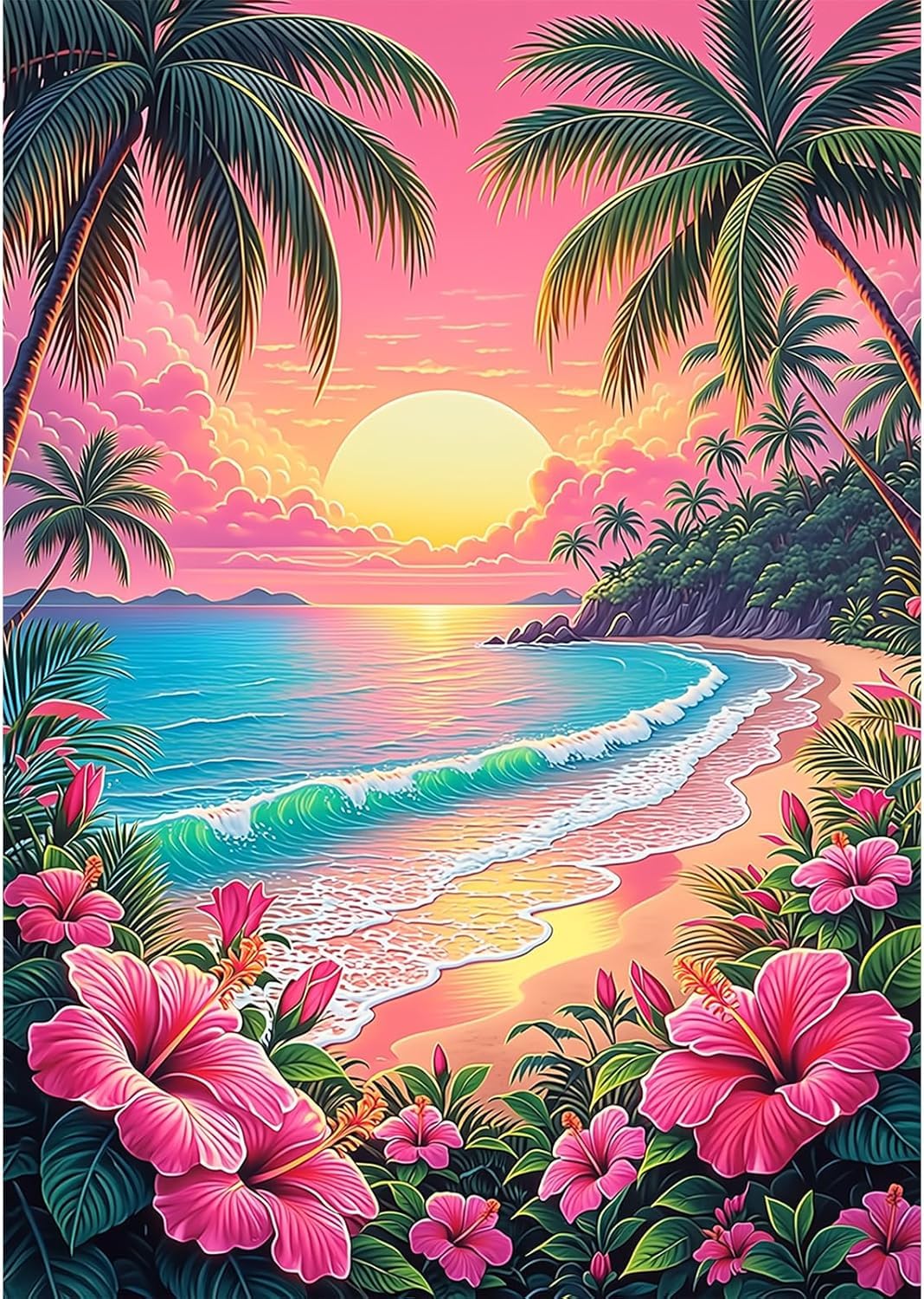 FanZheZhe Cross Stitch Kits for Adults,11Ct Printed Cross Stitch Kits,Stamped Embroidery Kits for Adults Wall Art Home Decoration Beach Scenery 11Ct50X70Cm