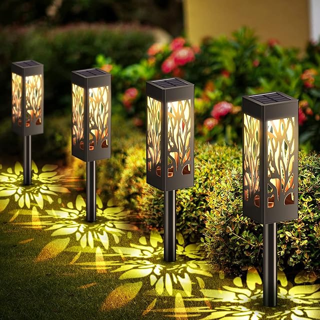 GloBrite 4 Pack Garden Stake Light | Garden Lights Solar Powered Waterproof Outdoor LED Decor | Pathway Lights for Landscape, Driveway, Walkway, Christmas Decorations (Pack of 4)