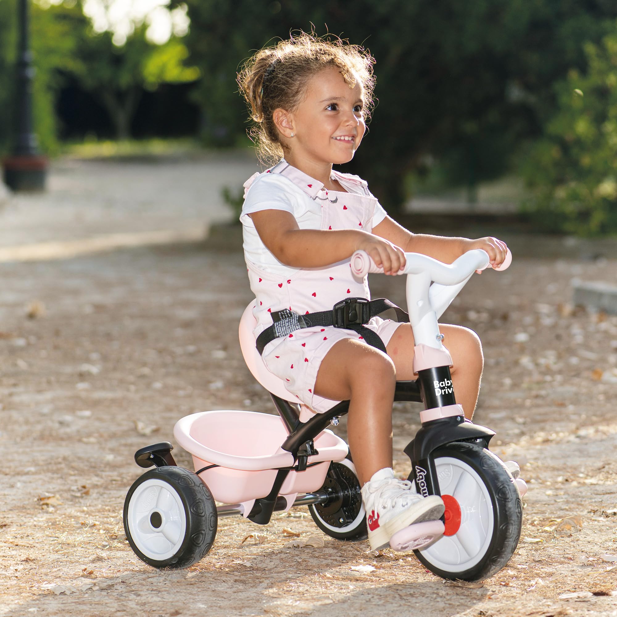 Smoby - Baby Driver Różowy Trójkołowy - 3w1 Ewolucyjny - Uchwyt Rodzica Regulowany - Hamulec Postojowy, Podnóżek, Osłona Przeciwsłoneczna Anty-UV - Od 10 Miesięcy do 3 Lat - Wyprodukowano w Hiszpanii
