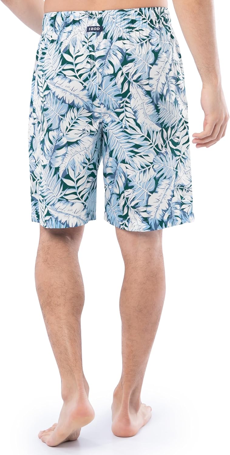 IZOD mens Printed Poplin Relaxed Fit Drawstring Sleep Shorts - Image 2
