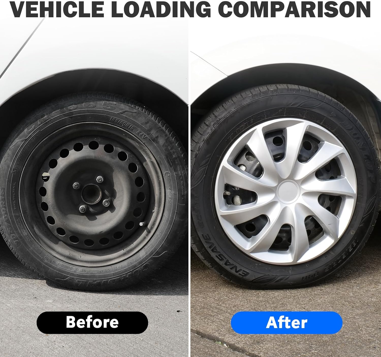 AUTOWIKI 4-Pack 13 Inches Wheel Rim Cover Hubcaps, Fashion Style Replacement 13" Hubcaps fit on Car Truck SUV Hub Accessories Silver Color