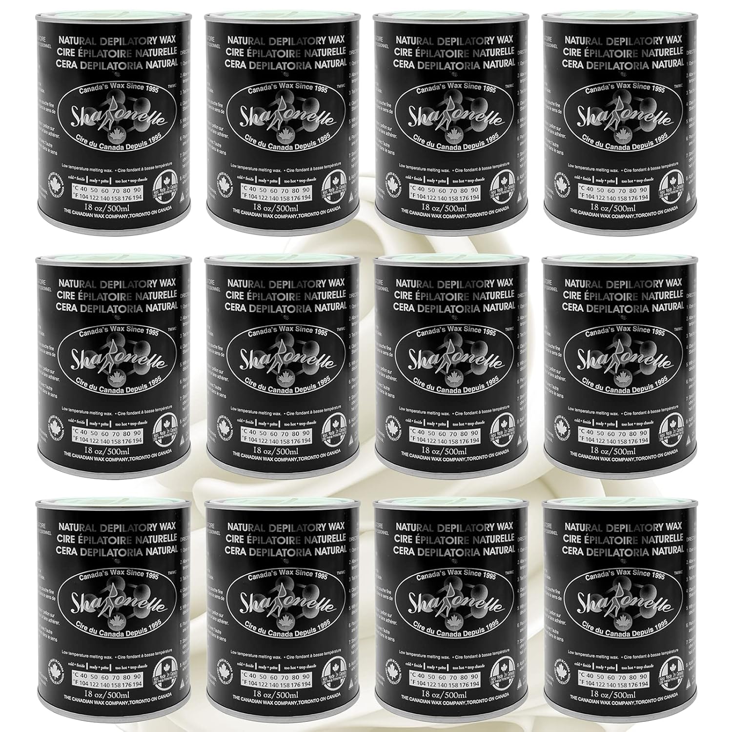 12PC Natural Soft Wax All Purpose Canned Wax for Sensitive Skin Canada-Made Melting Wax by Sharonelle (Milk Cream)