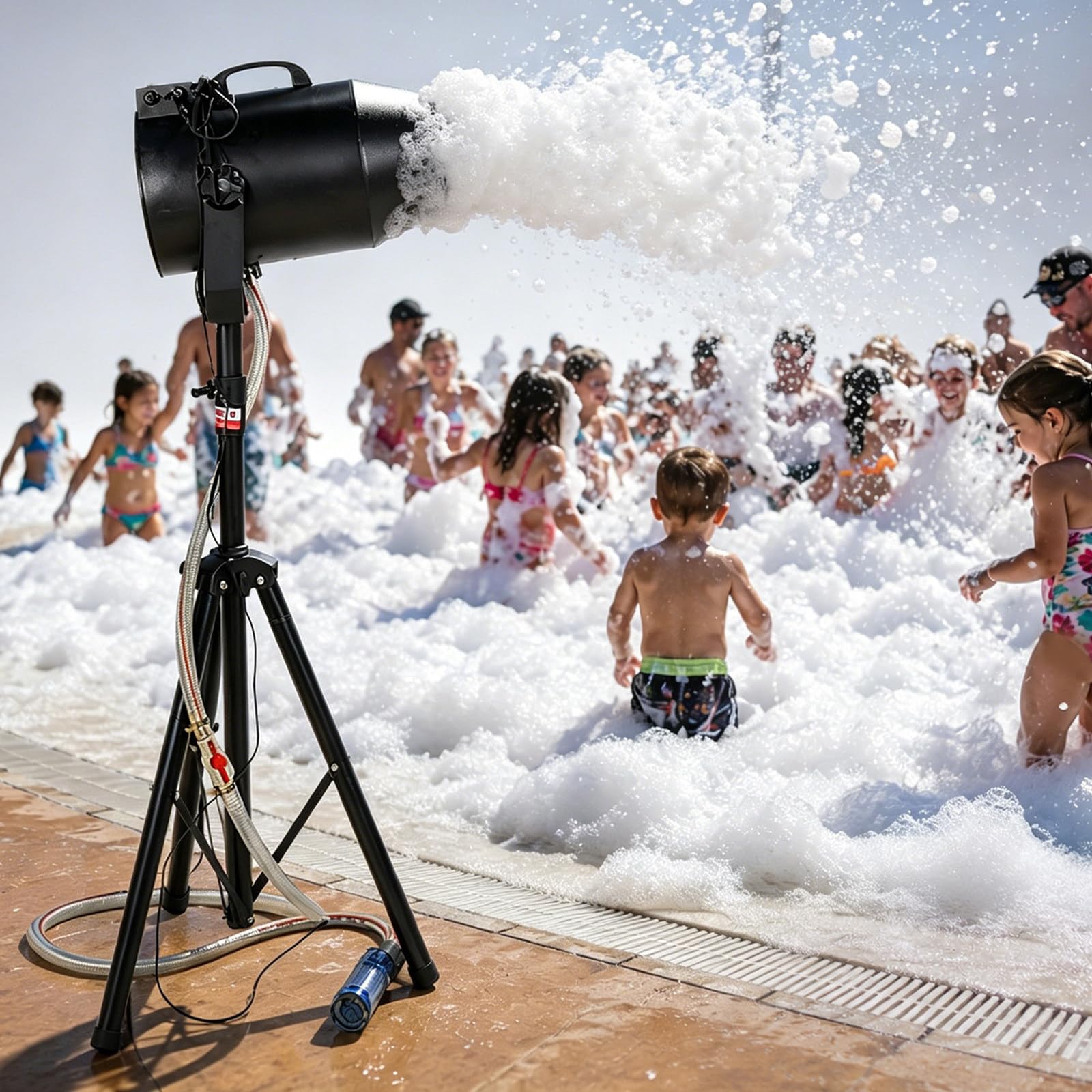 Schaummaschine Party 1000W, Tragbare Foam Cannon Mit 20m³/Min Starker Schaumleistung, Schneller Schaumausstoß in 20 S, Bis 80㎡ Abdeckung, Schaumkanone Für Poolparty, Gartenparty Und Events