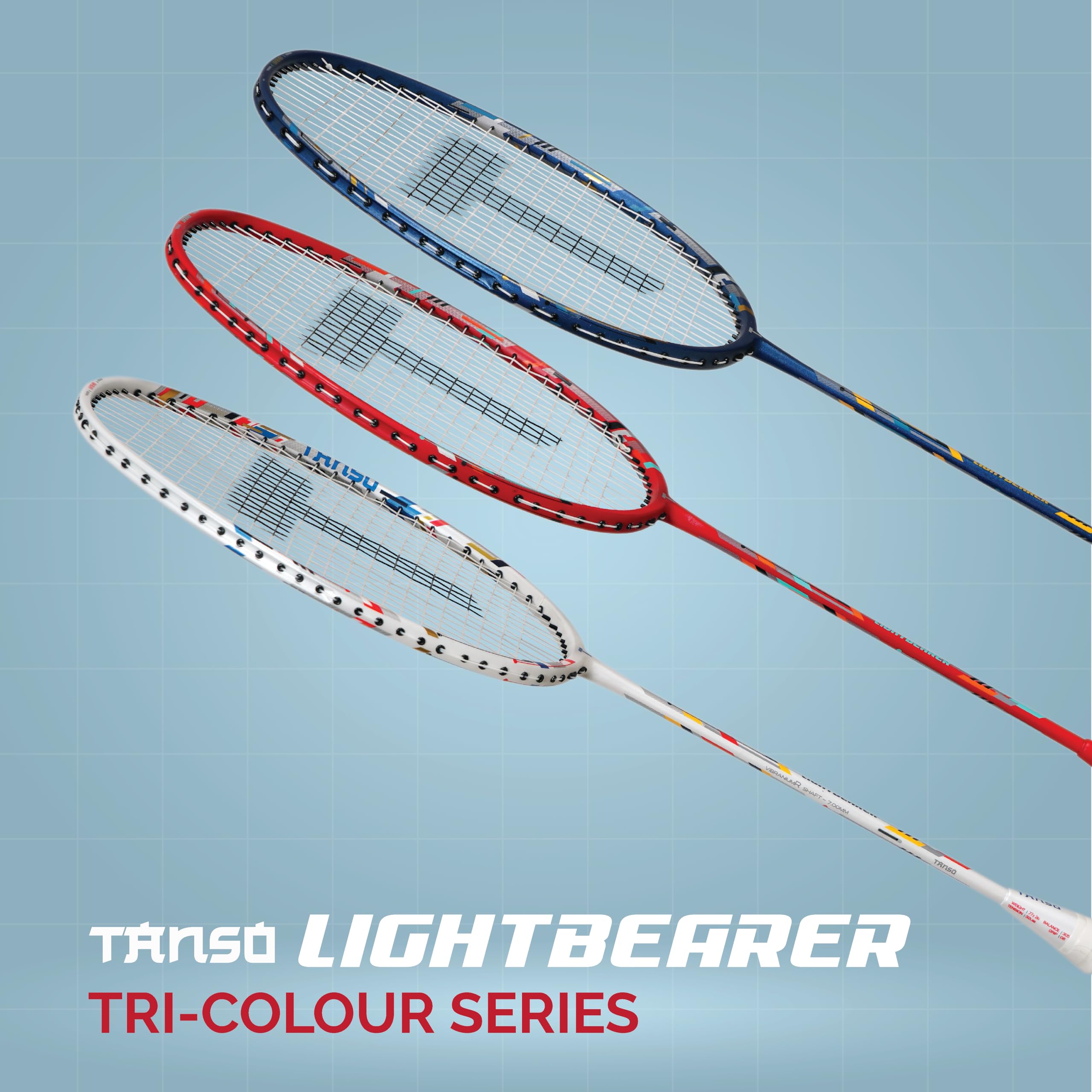 TANSO Lightbearer Full Graphite Ultra Light Weight Carbon Fibre Strung Badminton Racket (32 Lbs Tension, 675 mm Long, 77 Grams, Strung with Premium Strings and Full Racquet Cover) 2