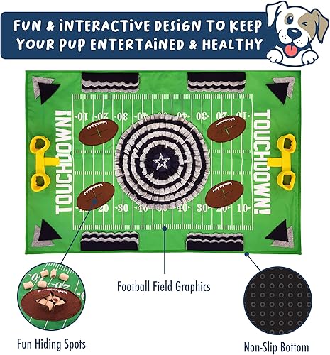 Vista 40 de NFL Kansas City Chiefs - Tapete de olfato para perros, comedero lento interactivo para mascotas, diseño de campo de fútbol, juguete de rompecabezas