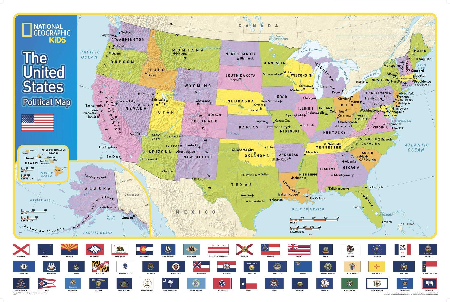 National Geographic United States for Kids Wall Map - Laminated (Poster Size: 36 x 24 in) (National Geographic Reference Map)