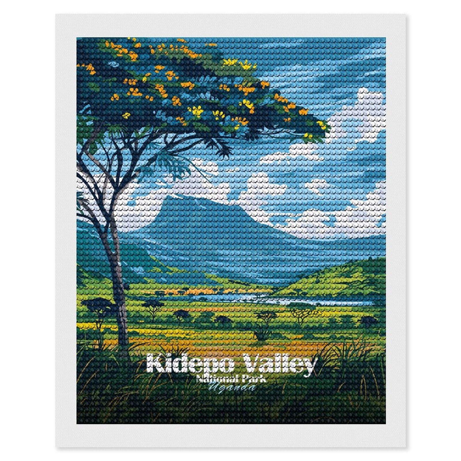 Junmoney Kidepo Valley National Park, Uganda Diamond Art Canvas 16"x20", Decorate Your Room, Mindful Craft Activity, Cosy Home Accent, Thoughtful Handmade Gift