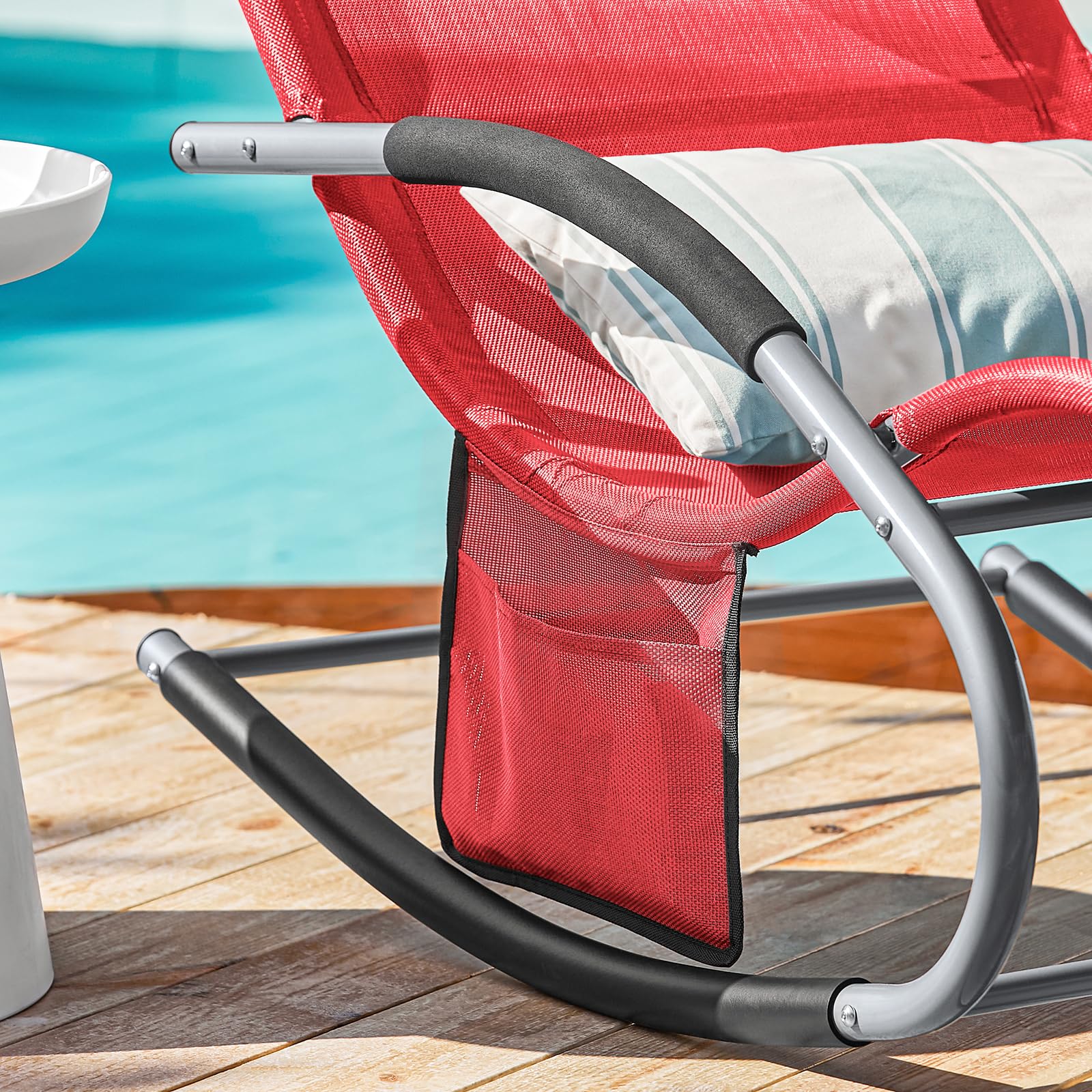 SoBuy Muebles de Jardin Mecedora Silla Tumbona de Exterior Reclinable y Ergonómica Resistente al Clima para Jardín, Terraza y Camping 150 kg de Carga OGS28-R
