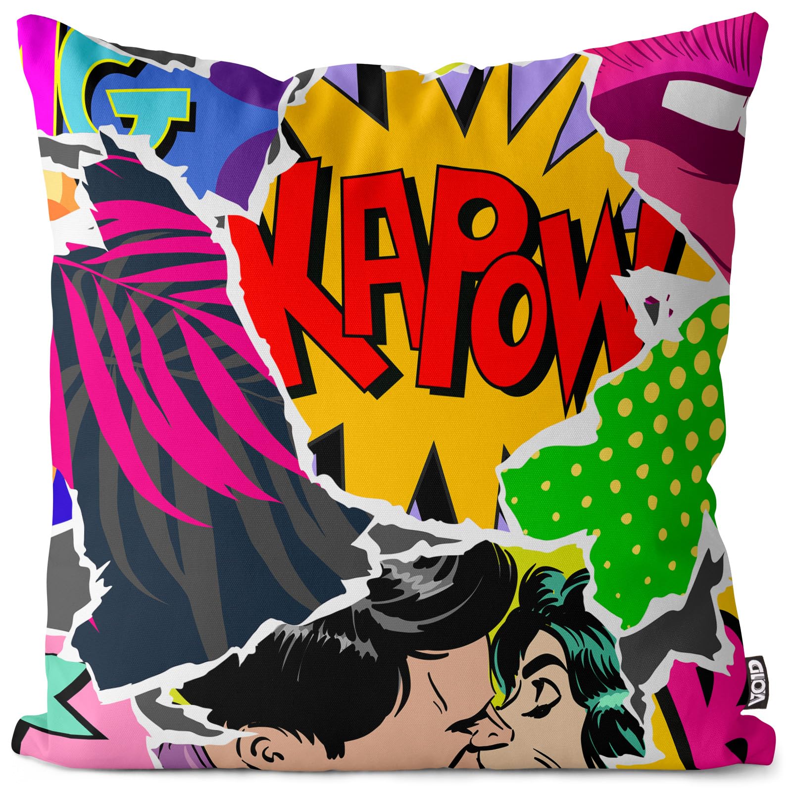 VOID Pop Art Comic Boom Kissenbezug Kissenhülle Sofa Couch Wohnzimmer Dekoration wasserfest Outdoor Garten Kissen bezug deko, Kissen Größe:60 x 60 cm