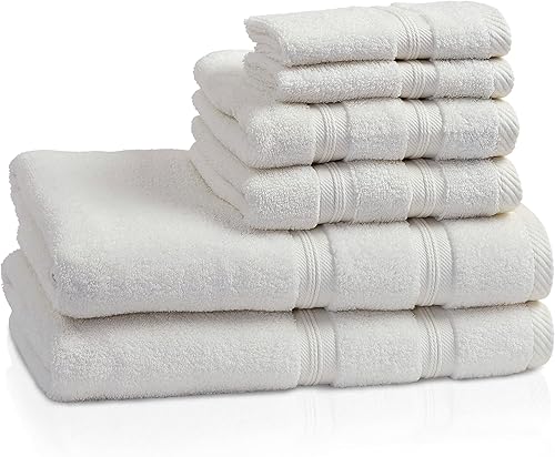 SUPERIOR Cotton Smart Dry Zero Twist - Juego de 6 toallas increíblemente suaves, altamente absorbentes, de secado rápido, 2 toallas de baño, 2