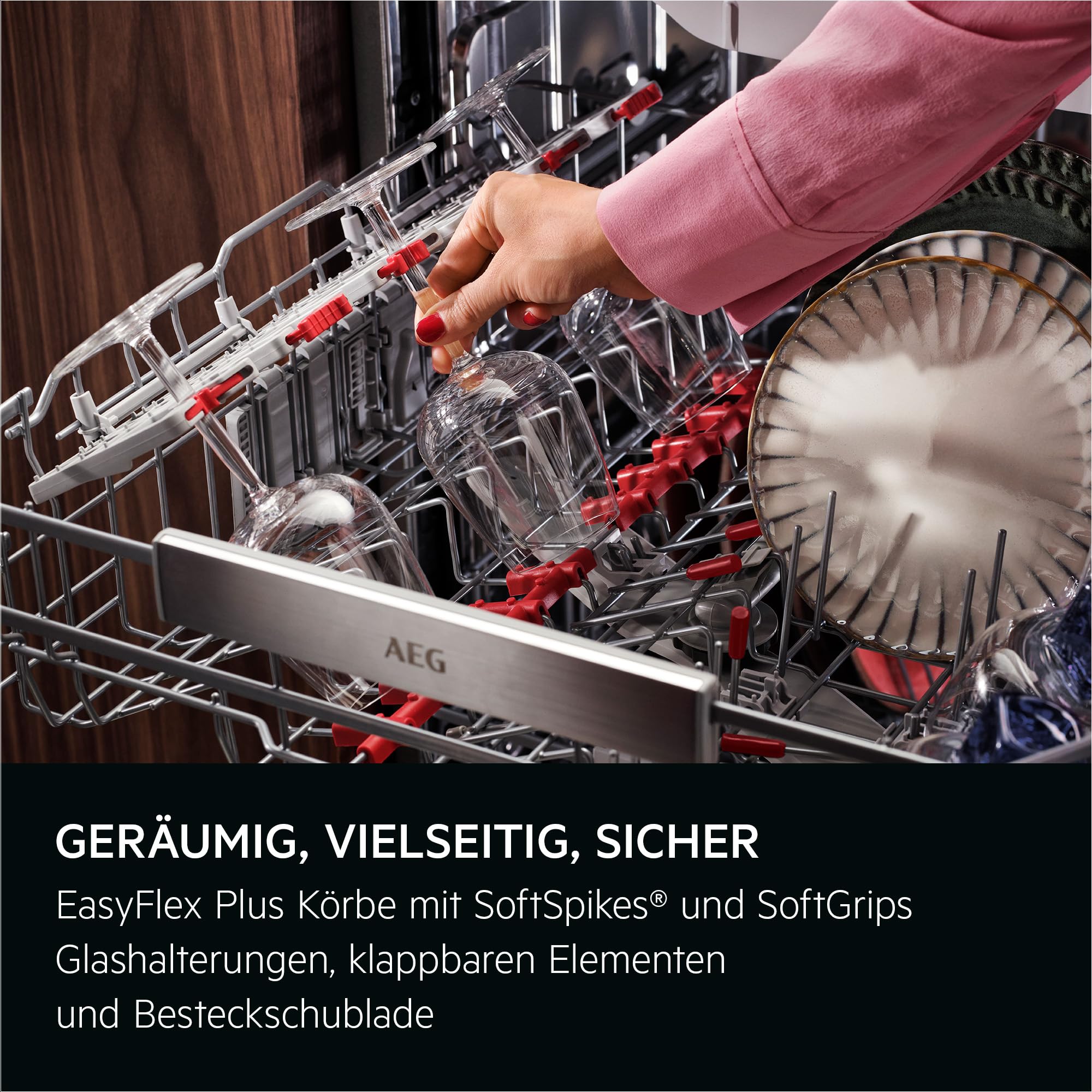 Vollintegrierter AEG 8000 Geschirrspüler, 60cm, smarte WiFi Spülmaschine, vielseitige Körbe & sichere Glasreinigung, ComfortLift Hebefunktion, 40 dB, LightOnFloor, nur 8,4L Wasserverbrauch, GI8200B4SC