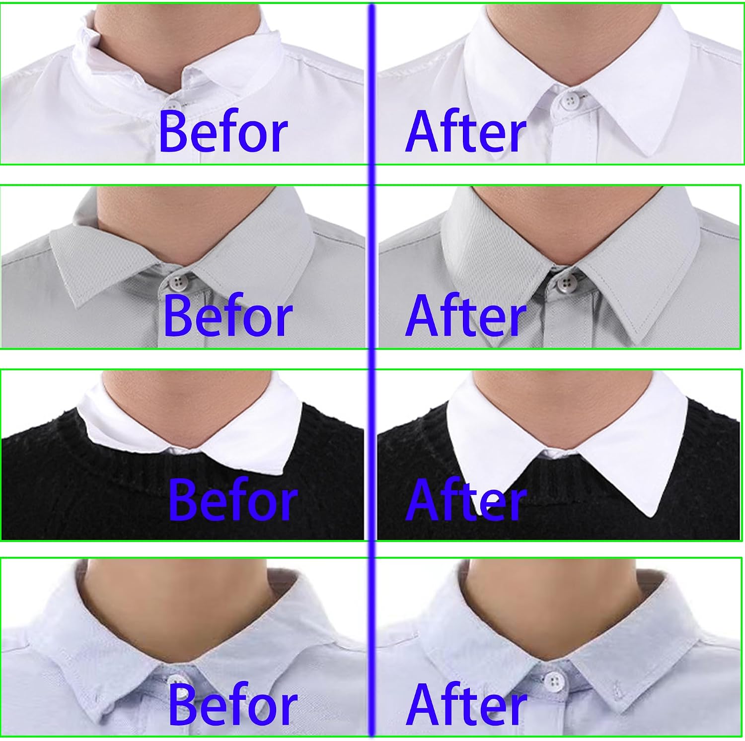 100 Pieces Collar Stays for Polo Shirts, No Curl Collar Polo Shirt Collar Stays, Polo Shirt Collar Fixed Great for Any Shirt with CollarSupport Rack Sticker for Men and Women's Dress.