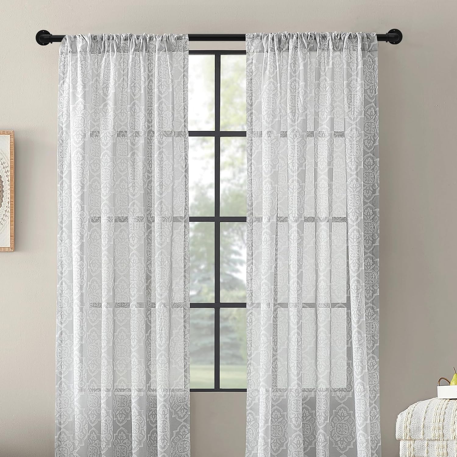 Black Industrial Pipe Curtain Rod 18 to 88 Inch,1 Inch Diameter Adjustable Wrap Around Curtain Rod,Metal Window Treatment Rods,Ideal as Your Kitchen,Bedroom,Outdoor Patio Etc