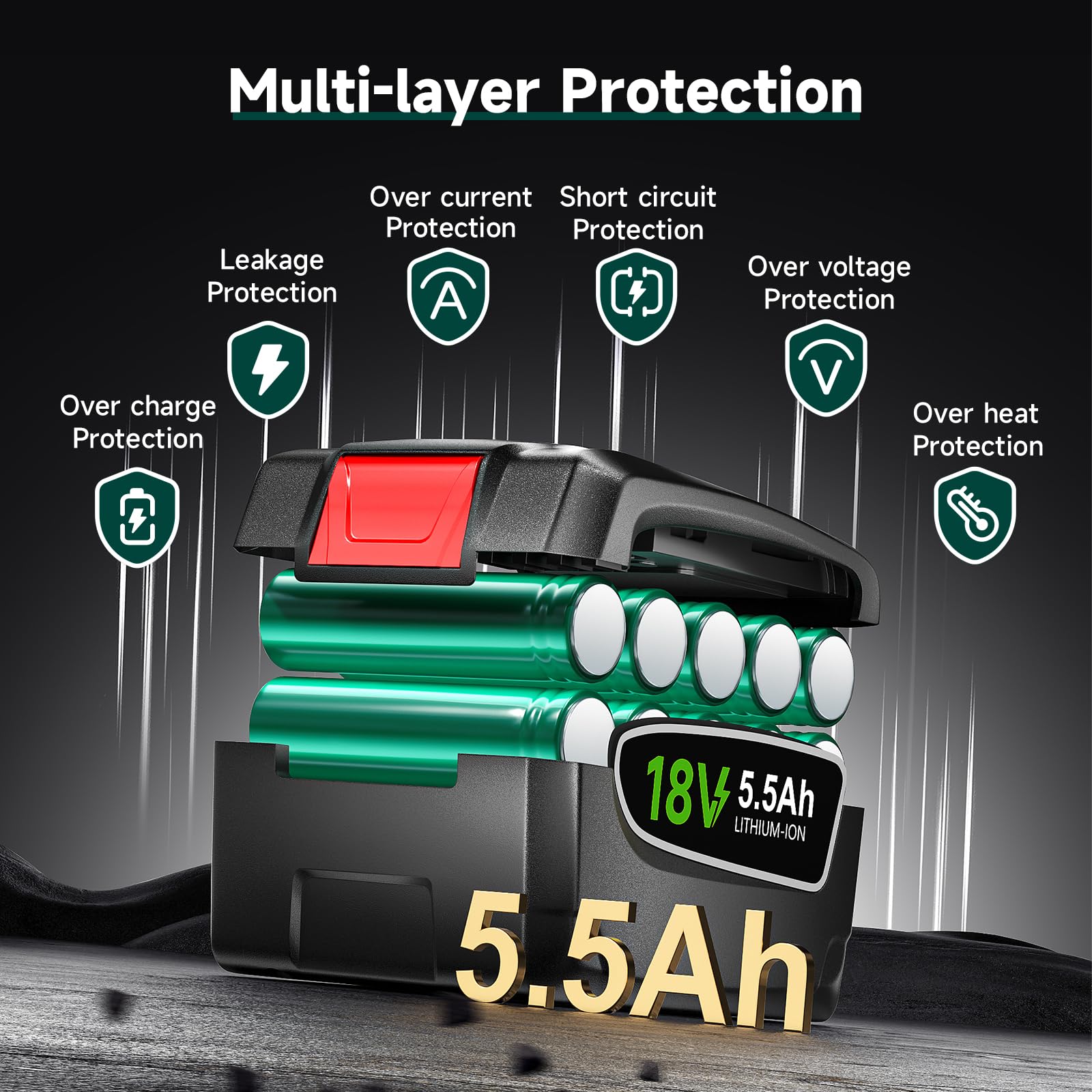 18V 5.5A AH Batteria per Bosch PBA/PSB/PSR serie, AL1880CV AL18815CV AL1830CV, batteria di sostituzione per rifiniture di siepi, cacciaviti a cordone, cacciaviti per trapani