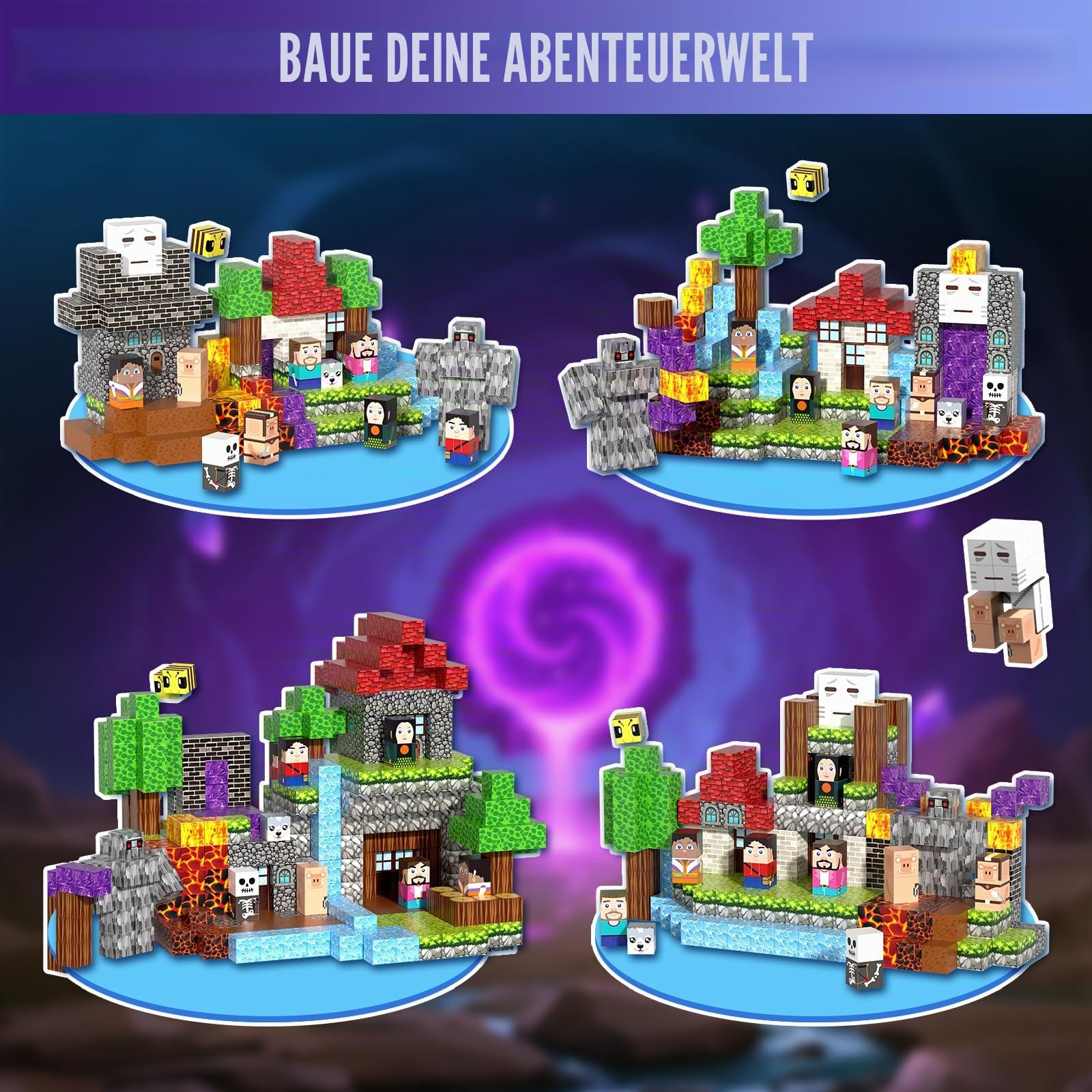 Magnetische Bausteine 150 PCS, Magnetbausteine für 3+ Jahre, Magnet Spielzeug Sets für Kinder Jungen Mädchen, Abenteuer Thema für Geburtstag