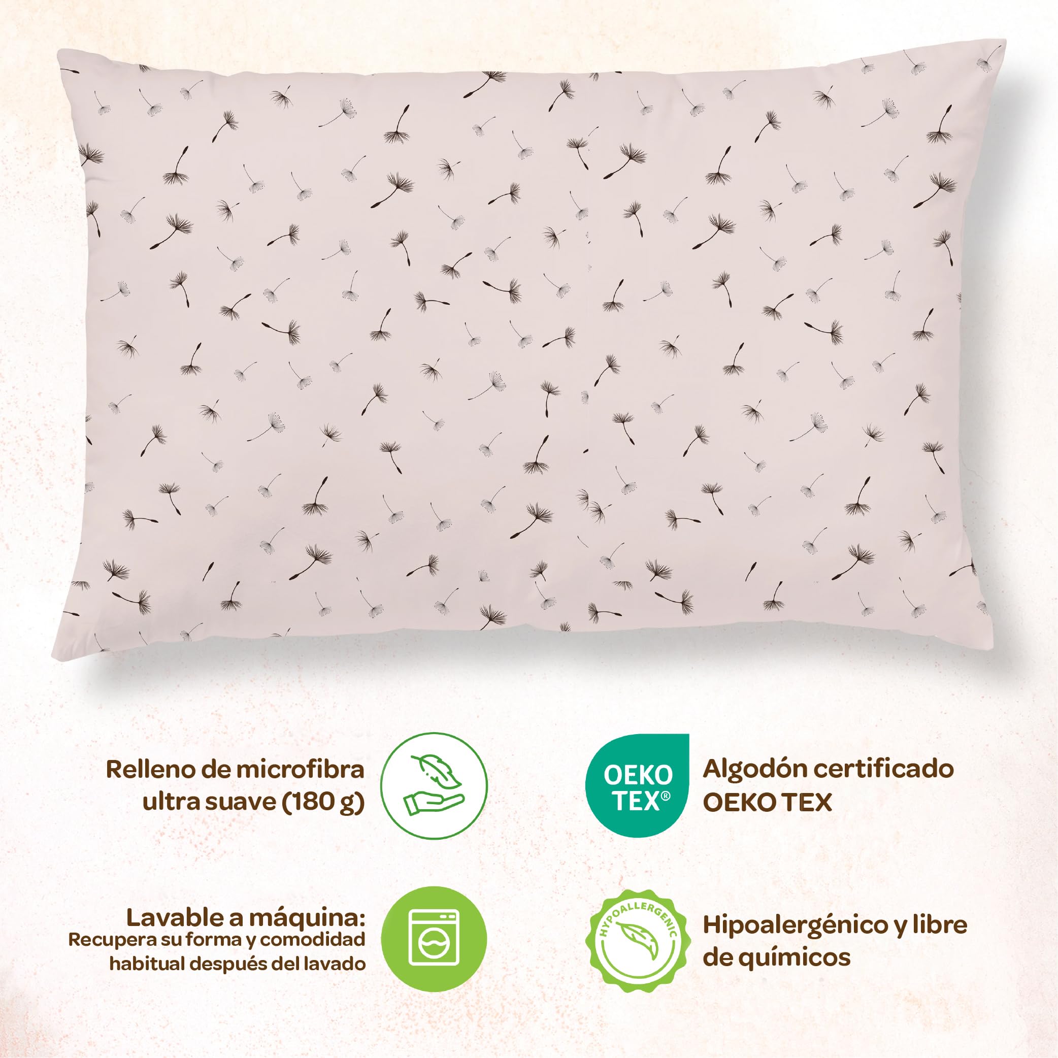 Almohada Infantil con Funda De Almohada Estampada 33x45 Cm De Algodón Oeko-Tex - Cojín Cuna Bebe Y Niños- Cojin Pequeño para Bebés para Siestas En La Guardería, Escuela Y Viajes - 1 Año 2 Años