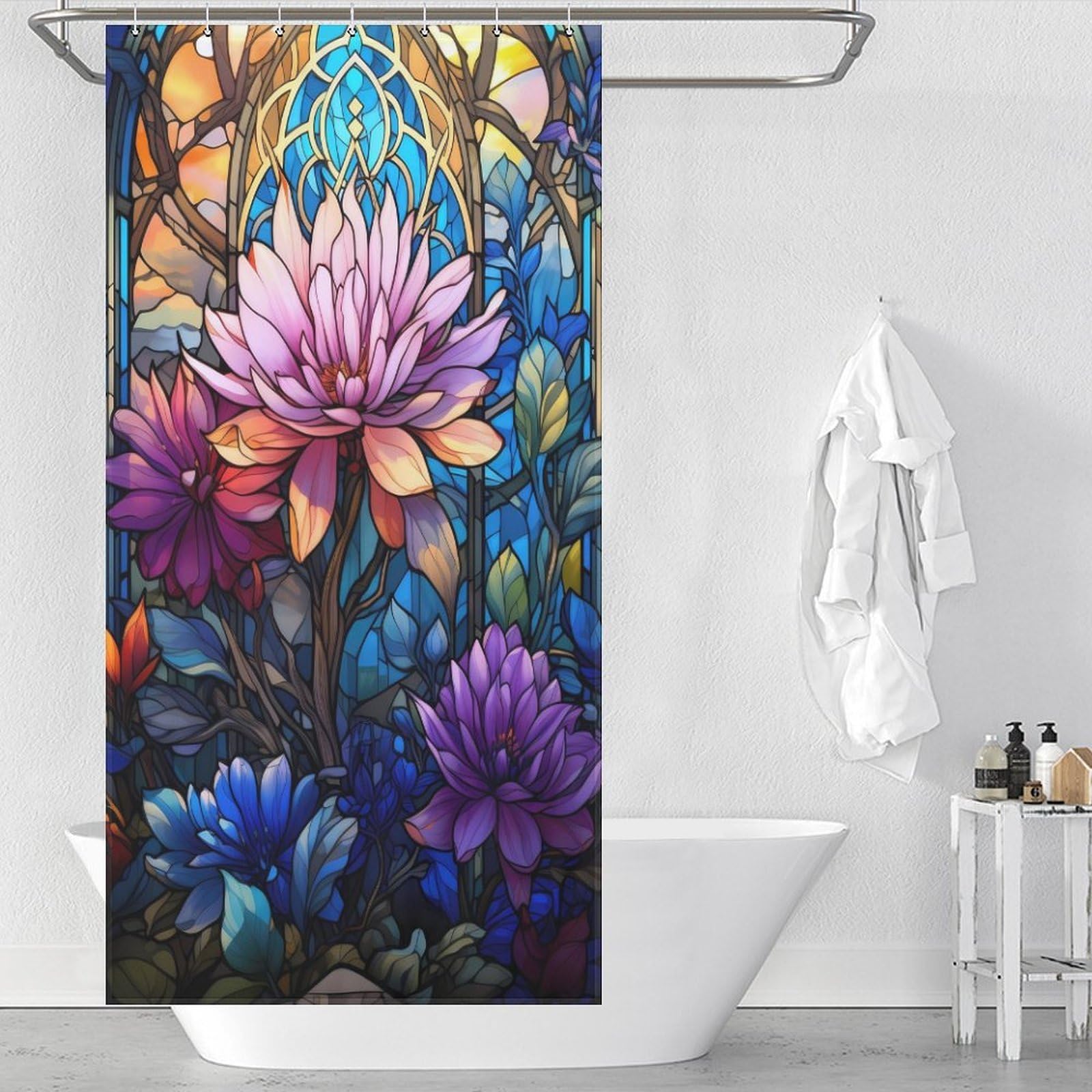 Rideau de douche salle de bain moderne étanche 90x180cm lavable en tissu