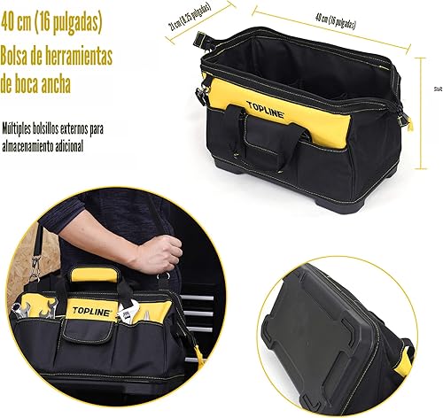 Miniatura 6 de TOPLINE Juego de herramientas para el hogar de 467 piezas para mecánicos, bolsa de herramientas de 16 pulgadas con kit de herramientas para el hogar