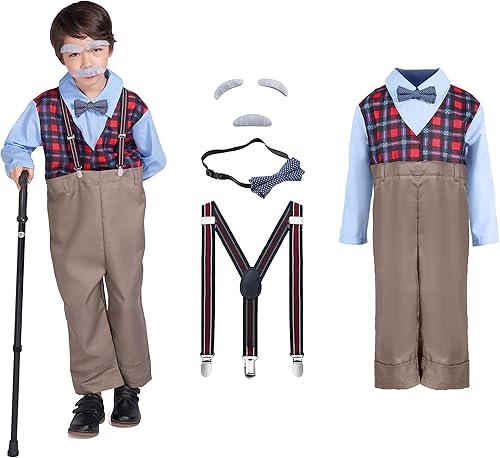 Rabtero Disfraz de anciano para niños, disfraz de anciano para niños, disfraz del día 100 de escuela, disfraz de abuelo para niños de 4 a 10 años disponible en Yaxa Venezuela