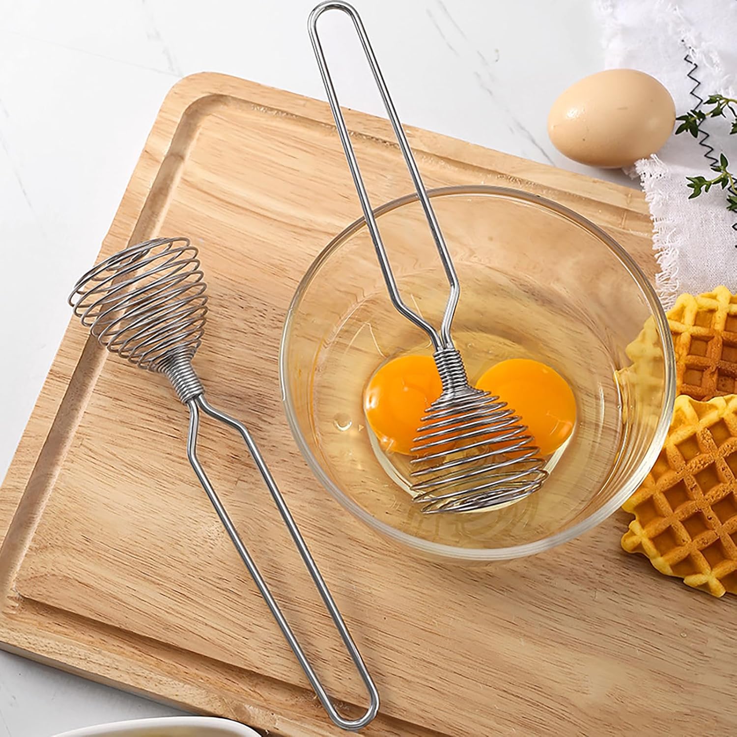 French Whisk 2 Pack Stainless Steel Spring Coil Egg Beater Hand Mixer