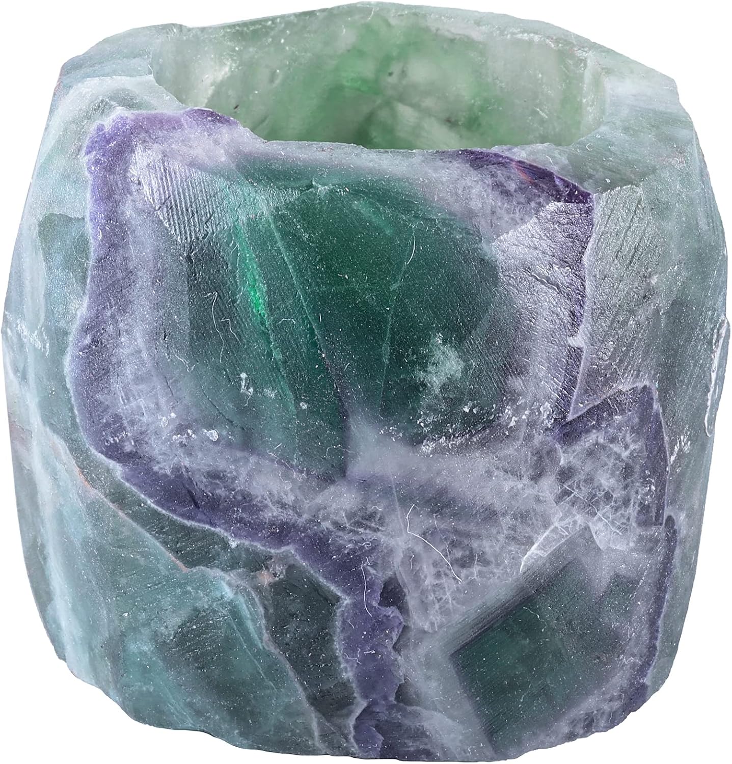 TUMBEELLUWA Colorful Fluorite Tea Light Candle Holder for Table Centerpiece