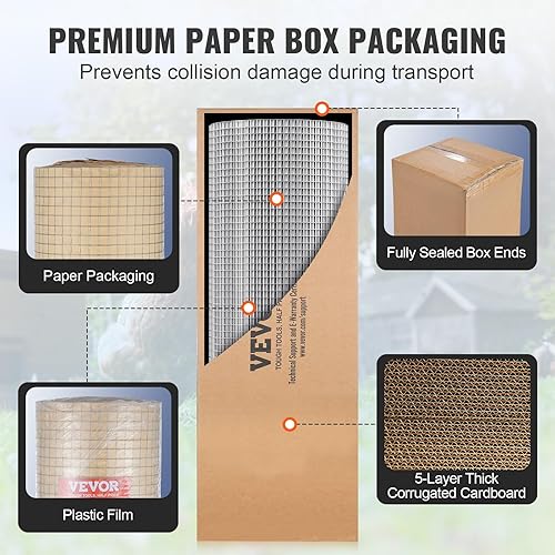 Miniatura 6 de VEVOR Paño de Alambre para Hardware, 12 pulgada 24 pulgadas x 100 pies 19 Calibre, Rollo de Malla de Alambre Galvanizado Sumergido en Caliente,