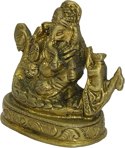 Miniatura 3 de BHARAT HAAT Hermoso Latón Metal Ganesha Sentado En Barco Diseño BH03303