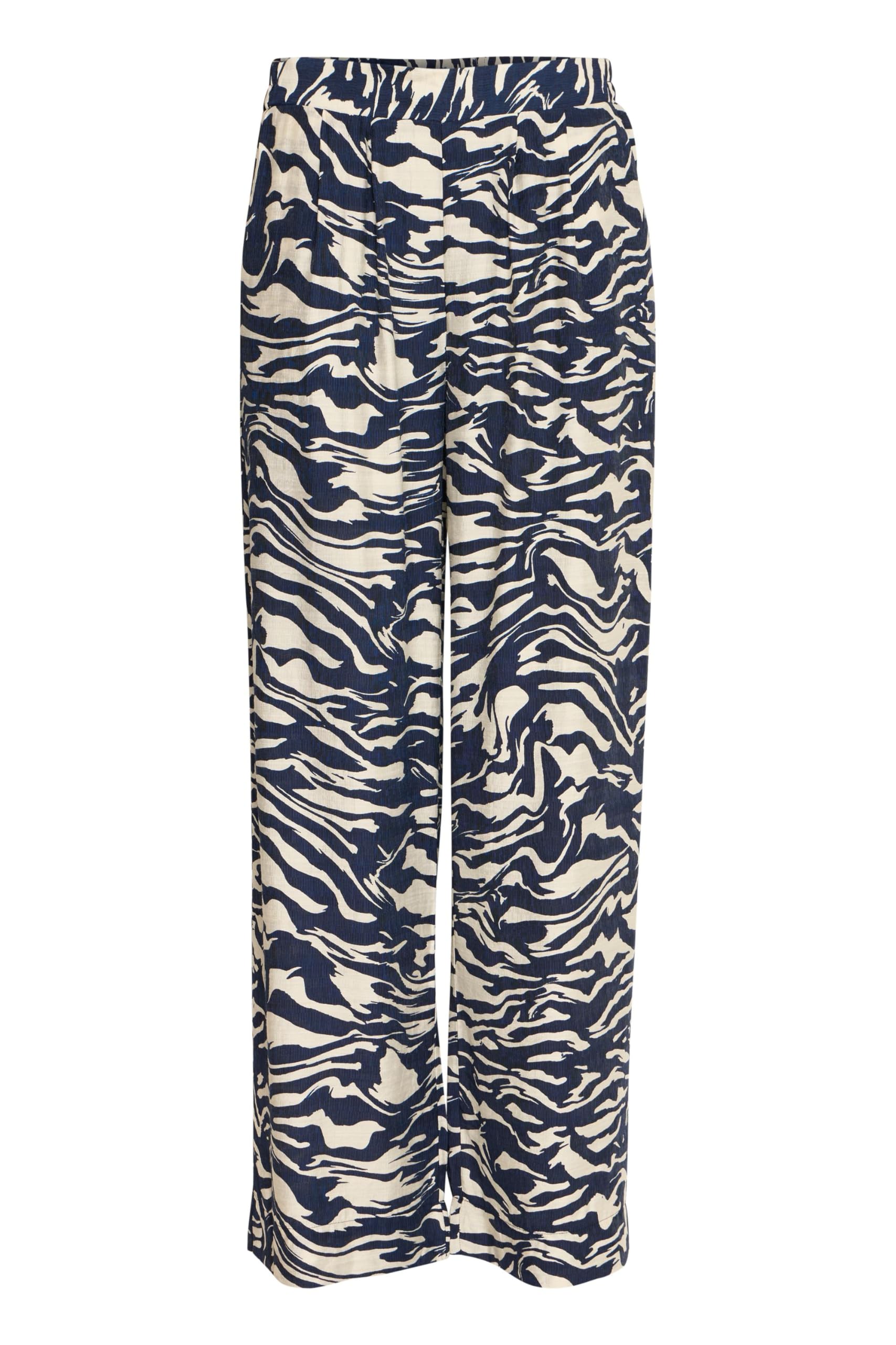 Fransa Women's Navy Blazer Aop Ma24 02B (203623) Frariana Trousers Fabric Trousers With Wide Leg Elasticated Pockets Relaxed Fit, S