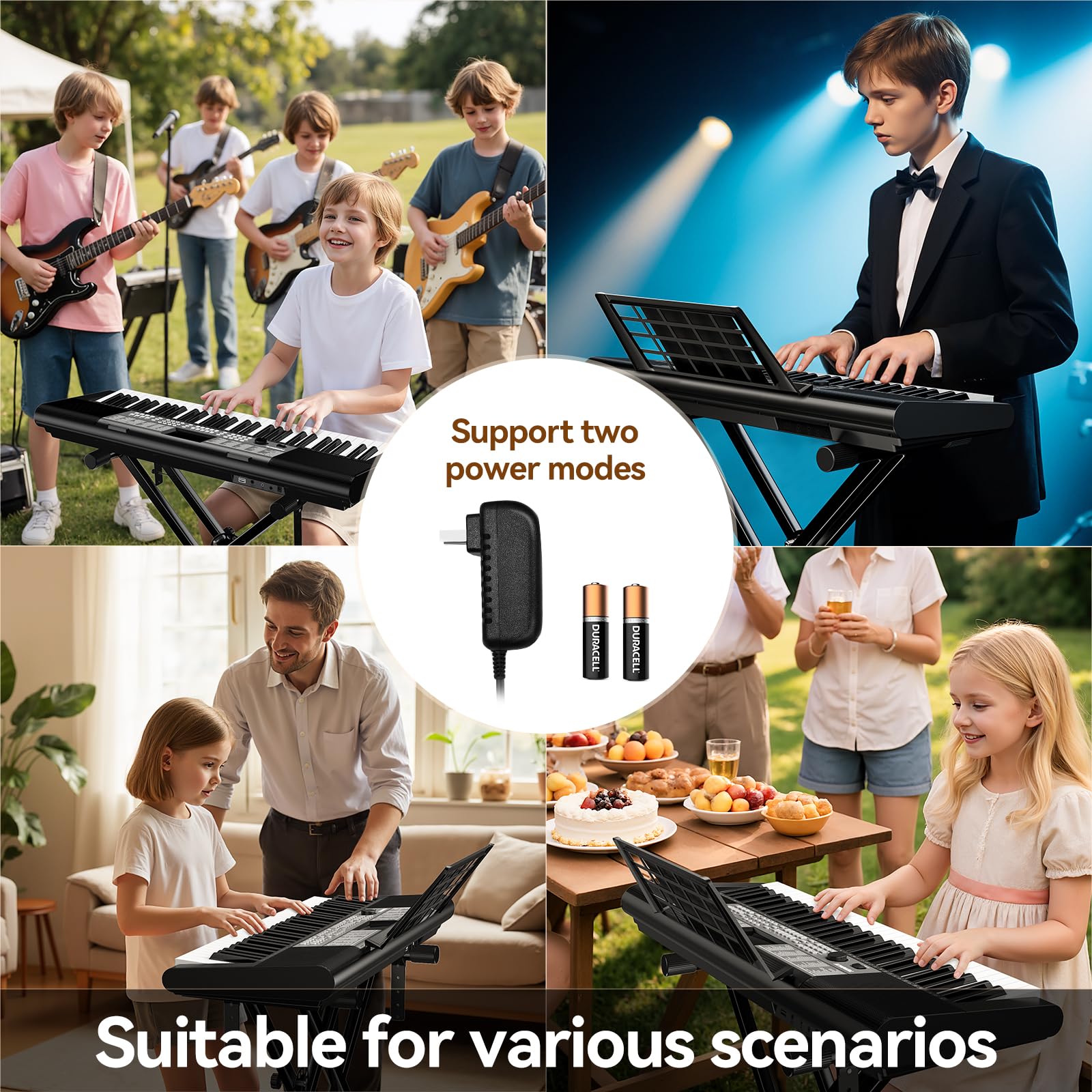 TERENCE Clavier numérique 61 touches LED Double Clavier | 255 sonorités et rythmes. Pour enfants, débutants, ados. Cadeau musical