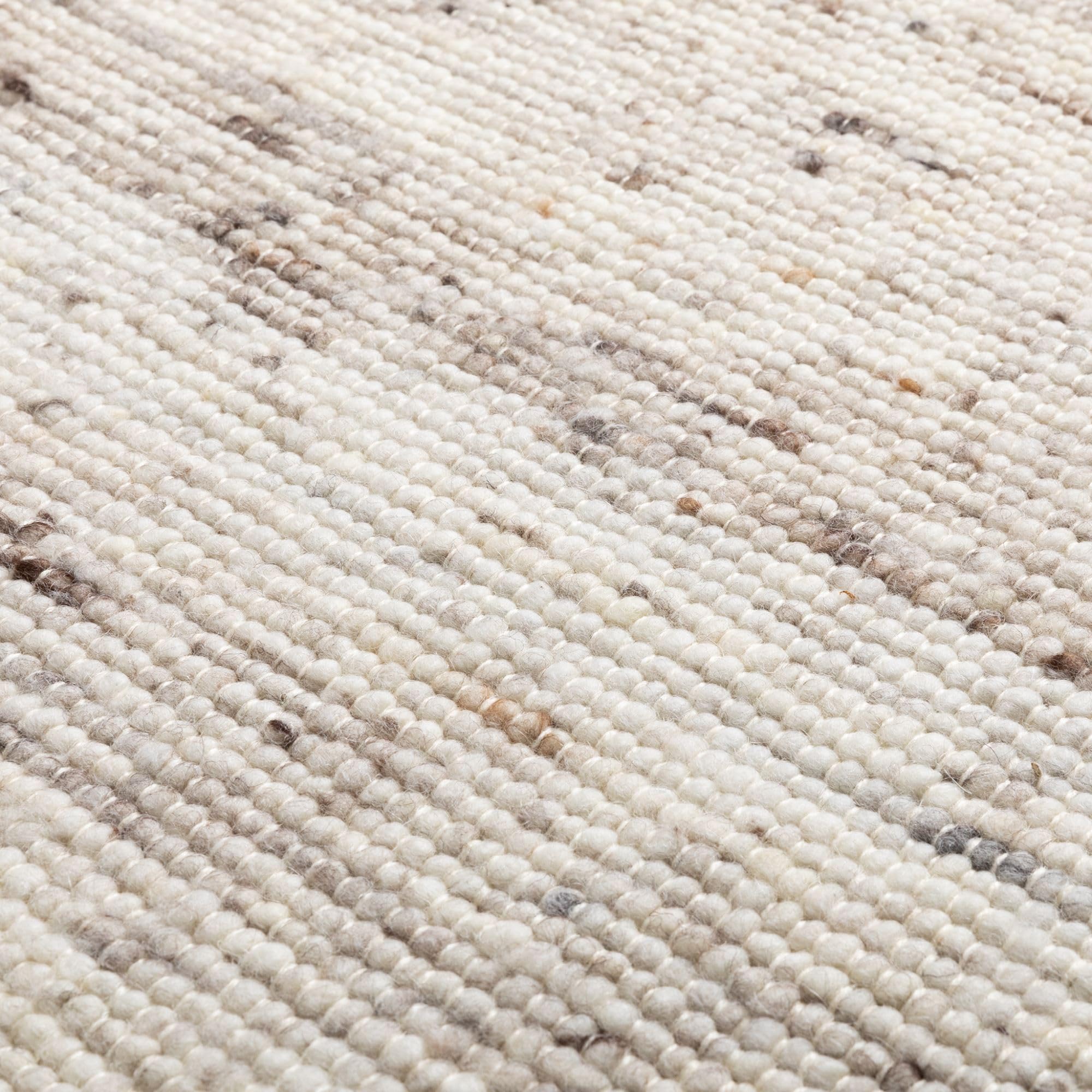 Steffensmeier Handweb Teppich Kos | Wolle (Schurwolle), Natur Dunkel, handgewebt, Größe: 80x150 cm Wohnzimmer und Schlafzimmer