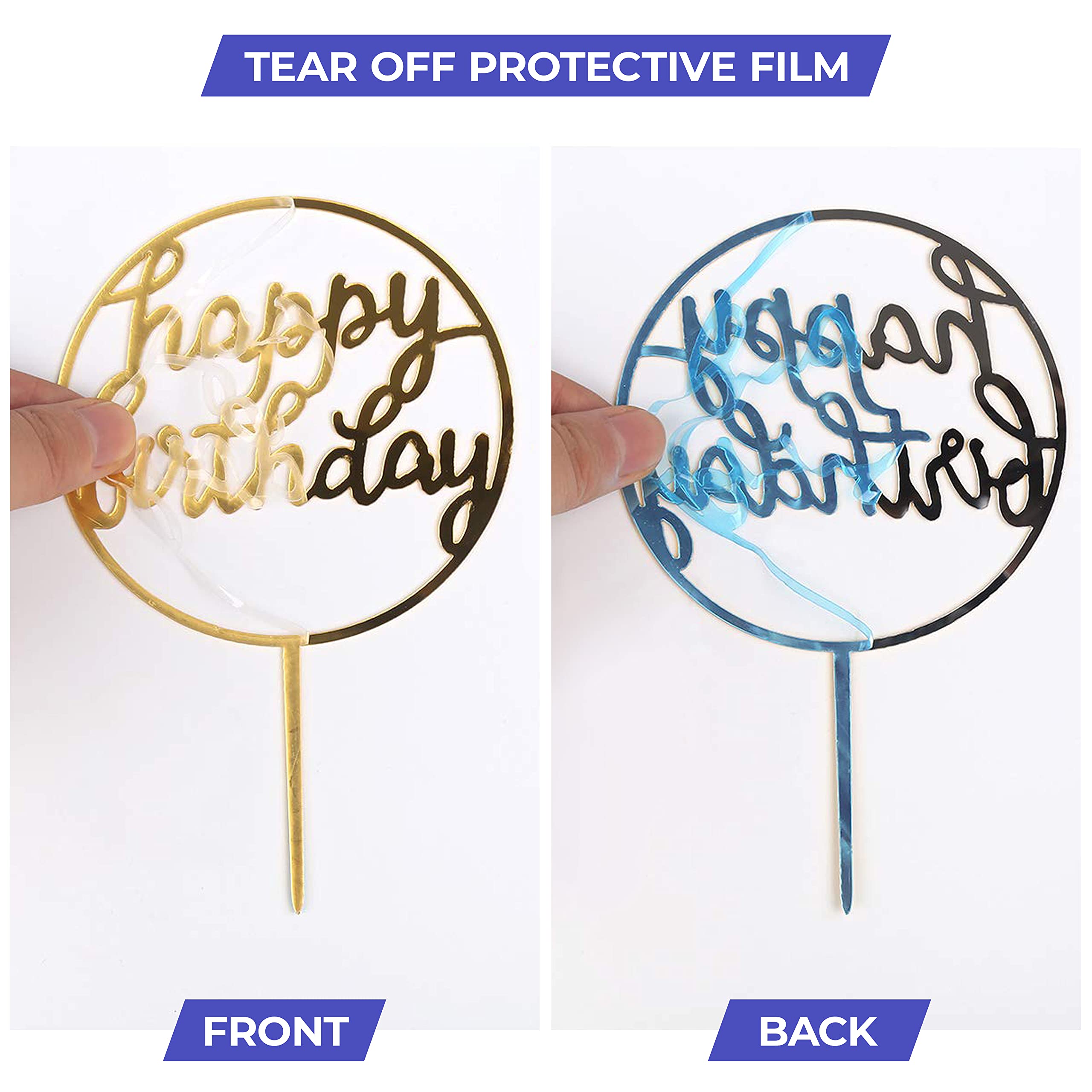 Buy BakeMaestro Happy Birthday Cake Toppers Gold Acrylic Cake Topper