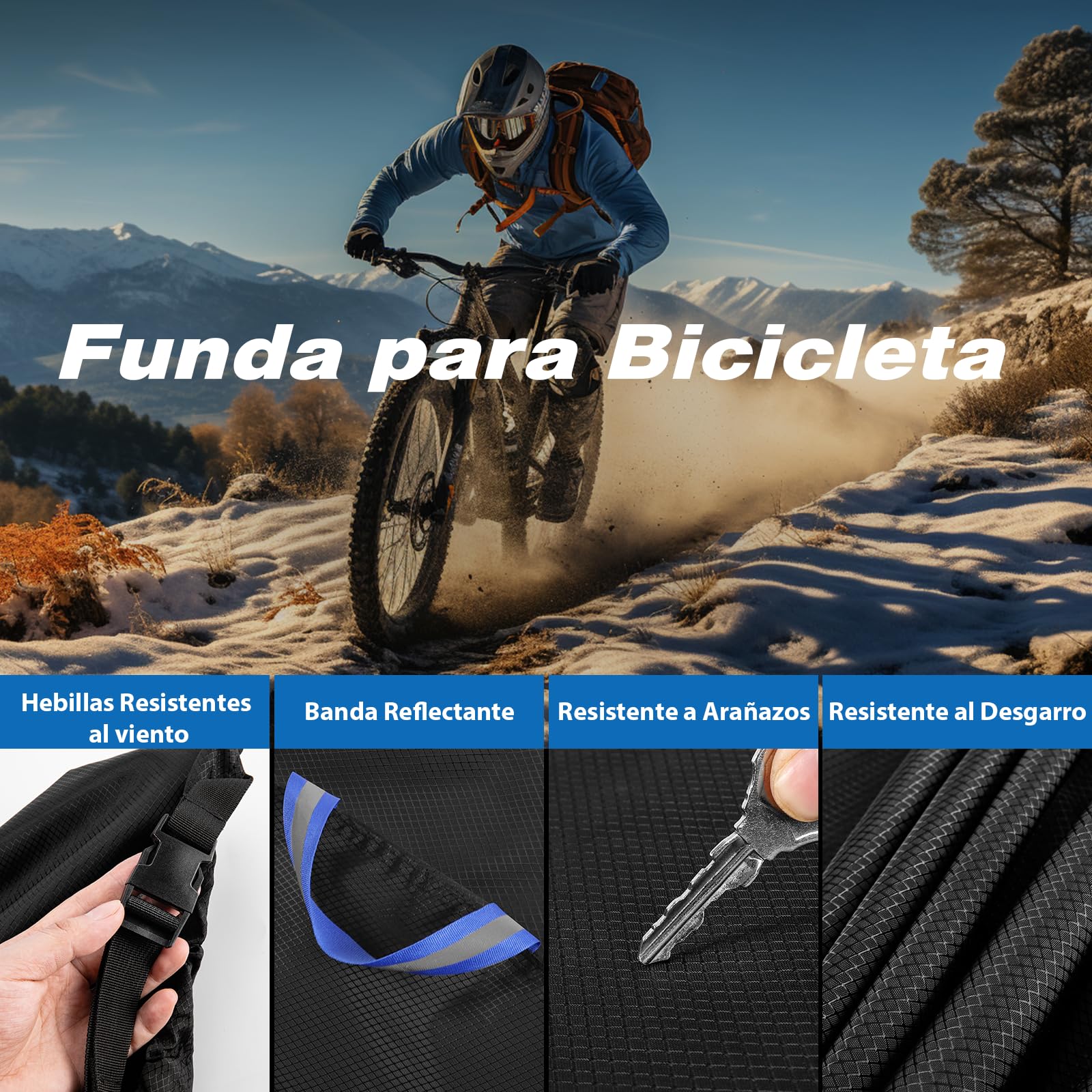Funda Bicicleta para 2 Bicicletas - 900D Exterior Impermeable Funda Recubrimiento de PU Funda para Bicicleta, con Cordón Elástico de 6M, Compatible con Portabicicletas de Coche