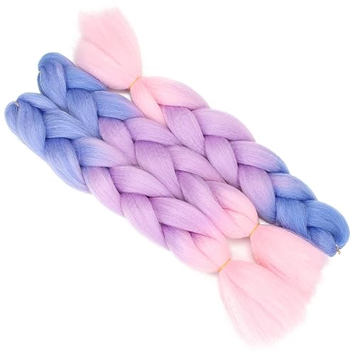 Miniatura 3 de Kanekalon - Extensiones de cabello sintético trenzado de ganchillo ombré de 24 pulgadas, 3 unidslote de 3.53 onzas, ombré, dos tres tonos,