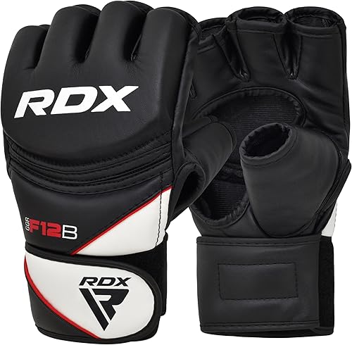 RDX Guantes MMA Grappling Sparring, Cuero Maya Hide, Guantes de Boxeo Hombres Mujeres Muay Thai Artes Marciales Entrenamiento, Mitones Ajustables de
