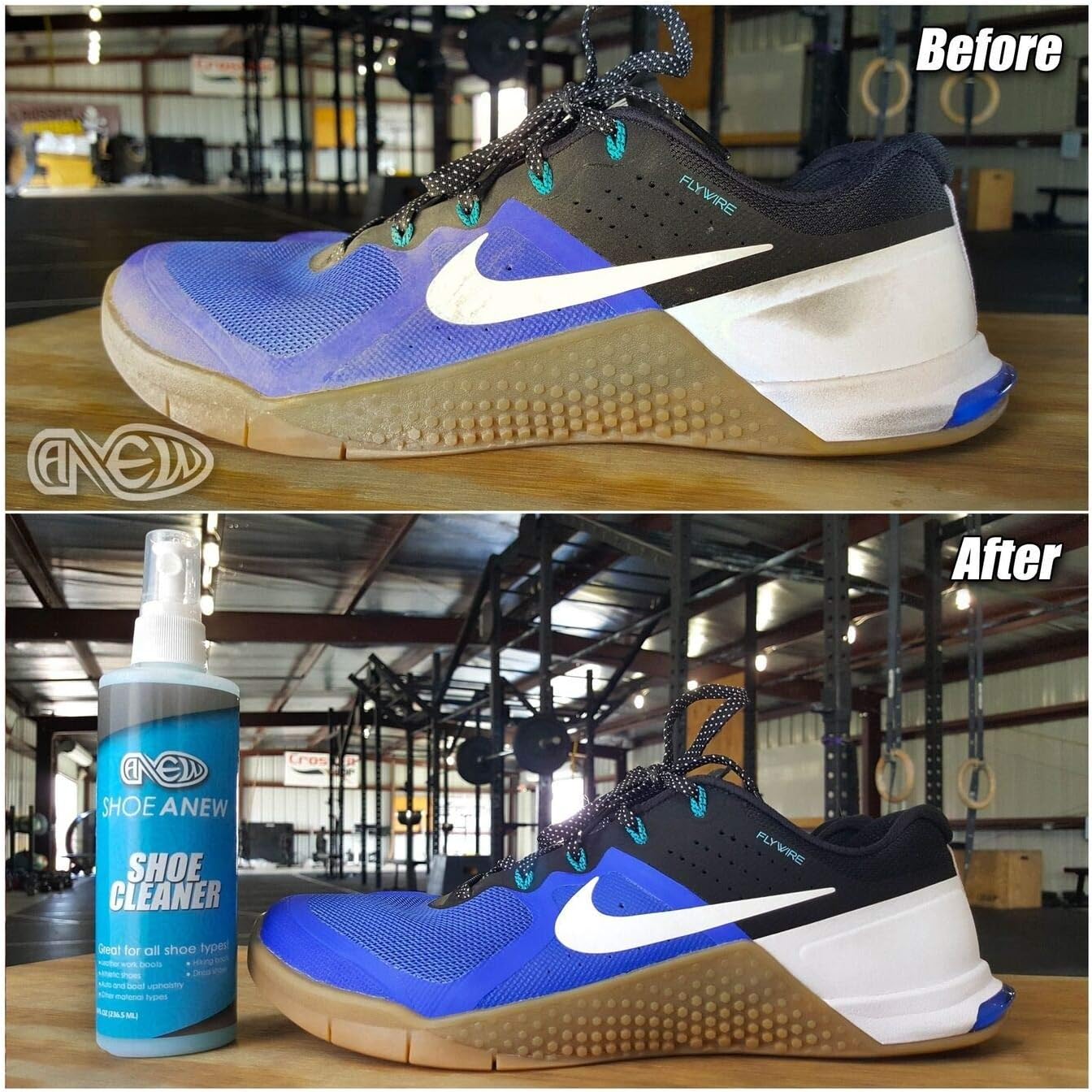 ShoeAnew Cleaner Kit - All Natural, Brush and Cloth for Cleaning Sneakers, Tennis shoes, Canvas, Plastic, Mesh, Knit and More, Blue, 3 Piece Set, 8 Oz : Everything Else