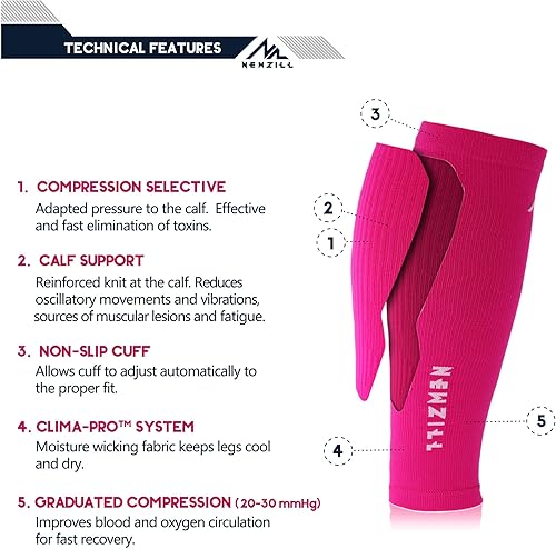 Miniatura 4 de Newzill - Mangas de compresión de pantorrilla (20-30mmHg) para hombre y mujer - Opción perfecta para nuestros calcetines de compresión para correr,
