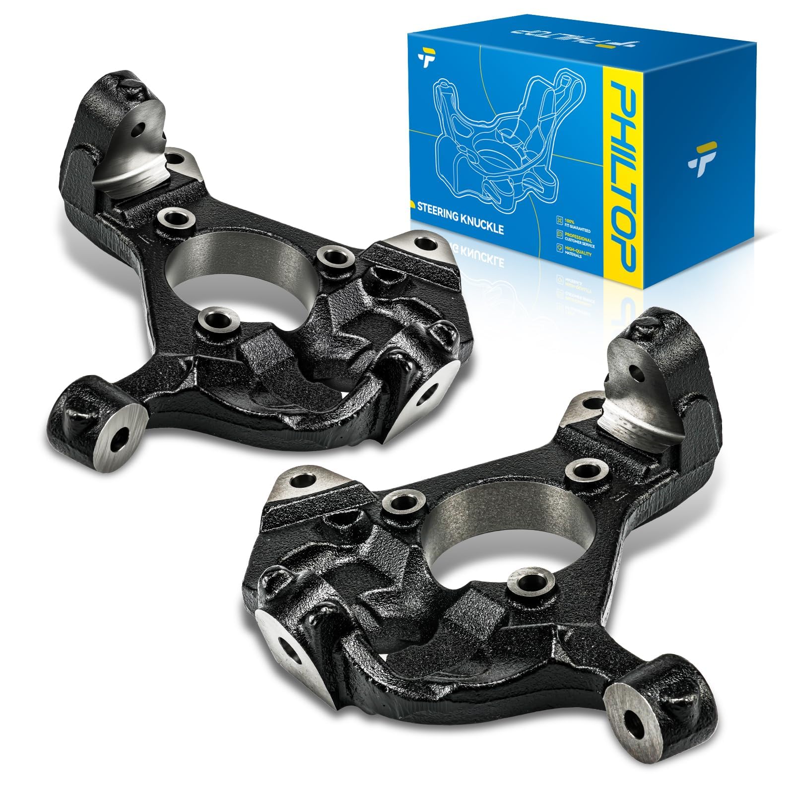 PHILTOP 2 x Front Left and Right steering knuckle Compatible with Escalade ESV 2007-2014,Passenger and Driver Side