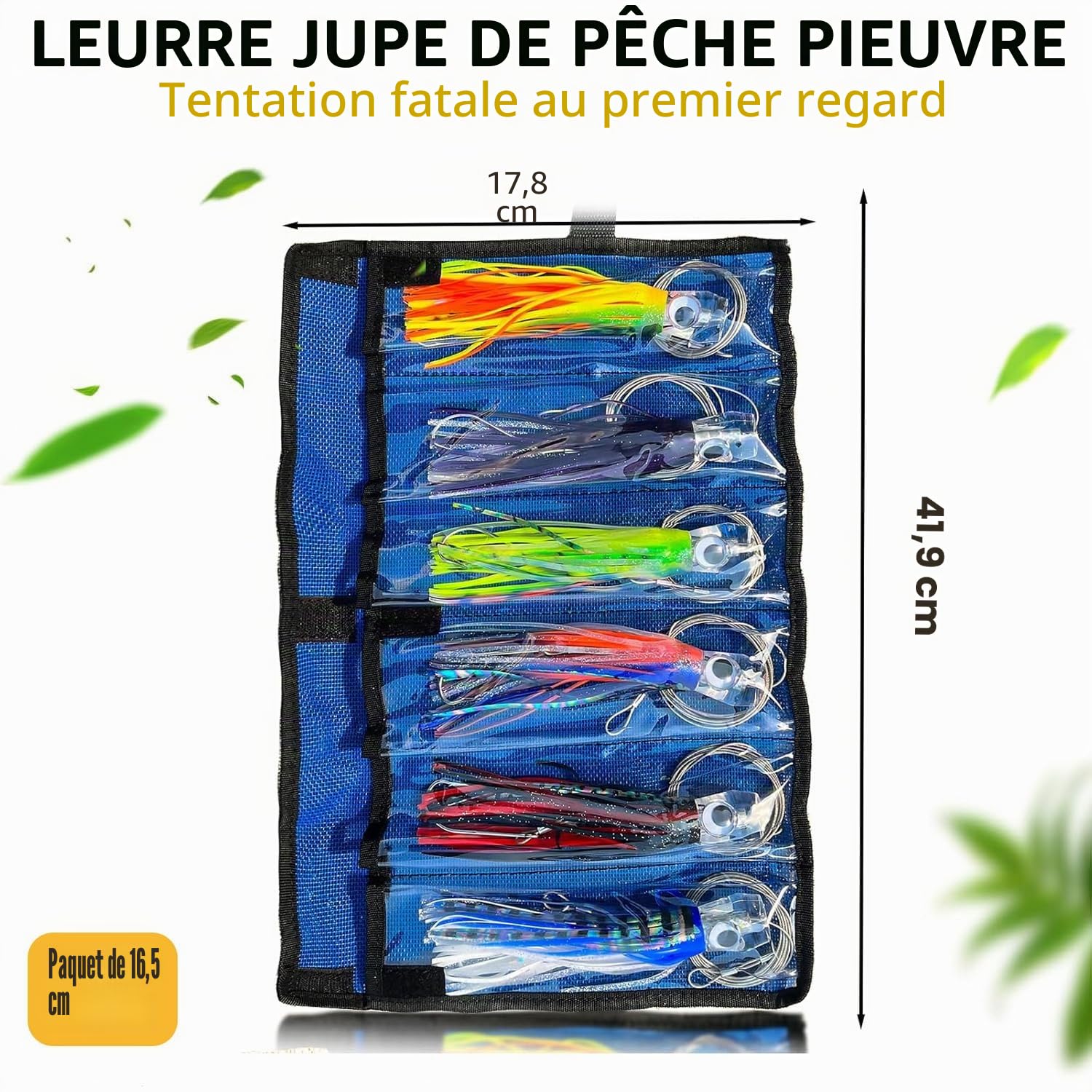 YOTO Lot de 6 leurres de pêche à la traîne en Eau salée - 16,5 cm - Kit de leurres de pêche en mer Profonde - Thon, Marlin, Wahoo, Requin, Mahi