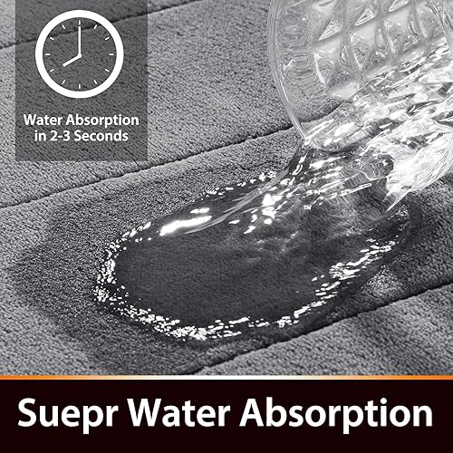 Miniatura 3 de Yimobra Alfombra de baño de espuma viscoelástica, cómoda, suave, súper absorción de agua, lavable a máquina, antideslizante, gruesa, más fácil de