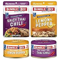 Vista 39 de Bumble Bee Atún sazonado con limón y pimienta, bolsas de 2.5 onzas (paquete de 12), listo para comer, bolsa de atún capturado en la naturaleza, 0.60