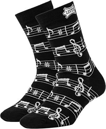 Levys Leathers Pattern Crew Socks, Cool Novelty Conversation Starter for Musicians, Teachers, and more!