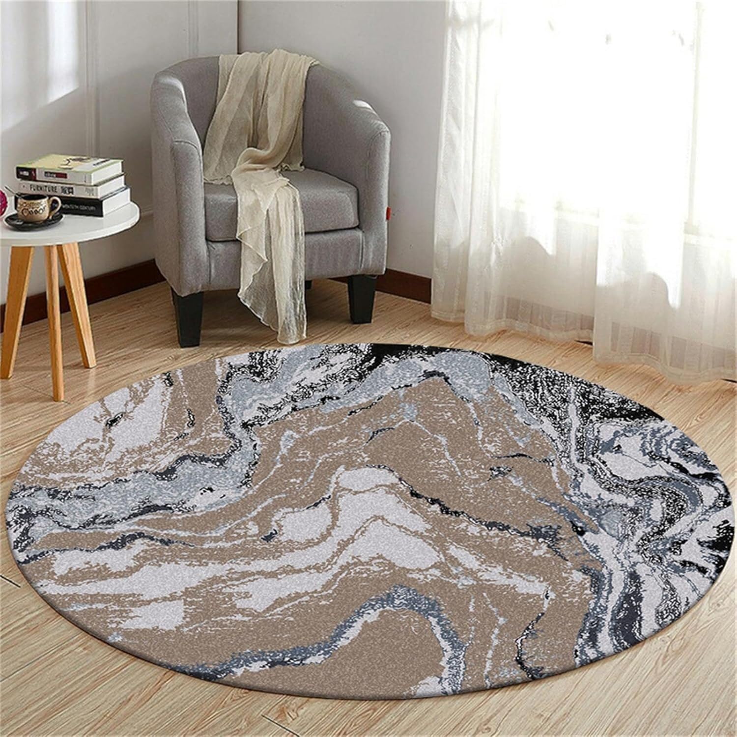 SSDDLZEQ Premium durable range Multifunctional Protective Mat For Round Computer Chairs, Suitable For Wooden Floors(Brown Rock,60cm)