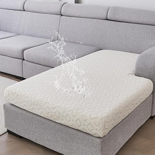 Miniatura 48 de Genina Fundas de cojín para sofá impermeables, fundas elásticas para sofá modular, funda de cojín lavable, antideslizante, con parte inferior Gris