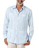 Cubavera Men's 100% Linen Four-Pocket Long Sleeve Guayabera Shirt, Pintuck Detail, Relaxed Fit (Available in Big & Tall)