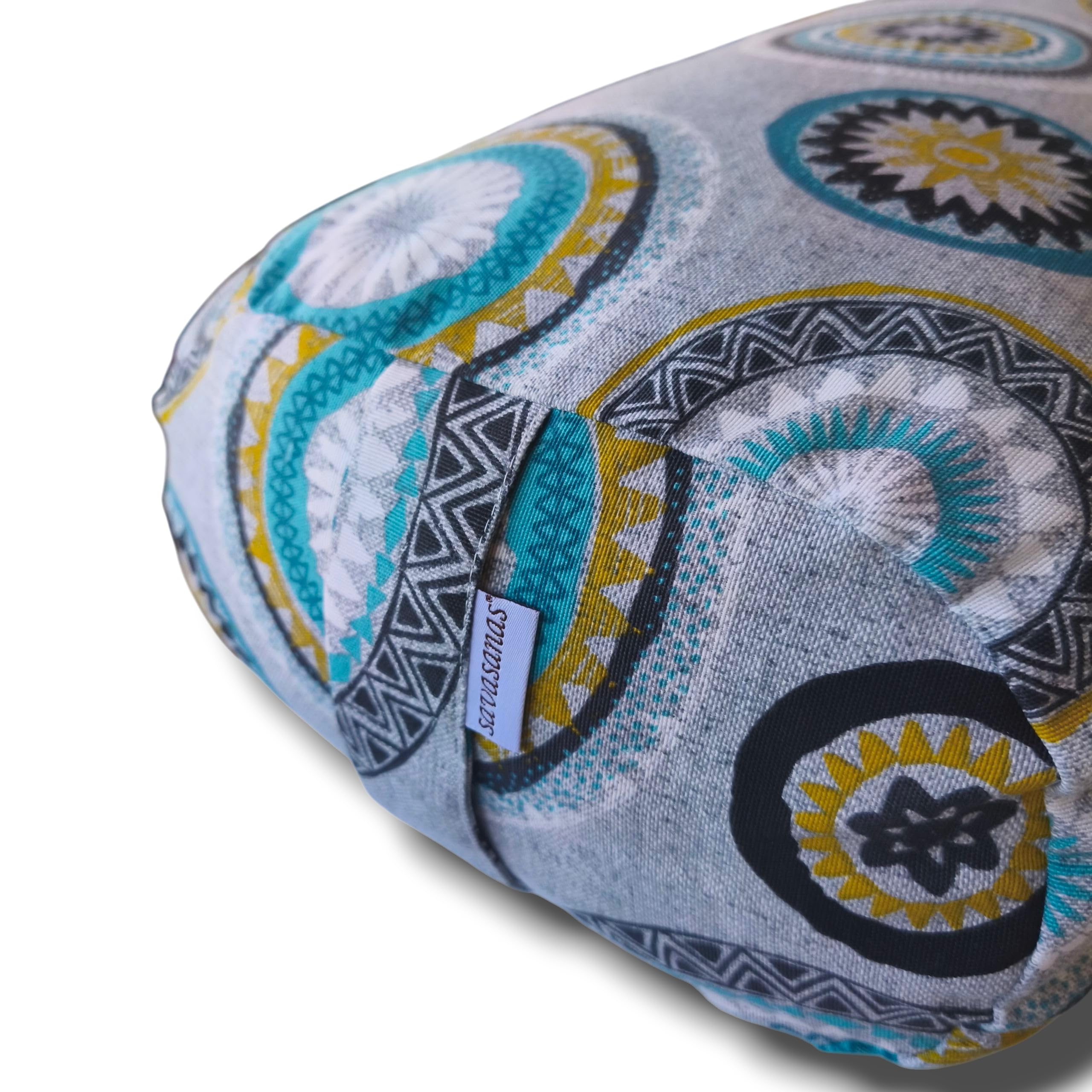 Bolster rectangulaire pour Yoga Corfu, Coussin de Yoga, Yoga Accessoires, Housse Amovible Lavable, Rembourrage Fait à partir de Balle d'épeautre Bio, poignée de Transport, 62x26x15cm