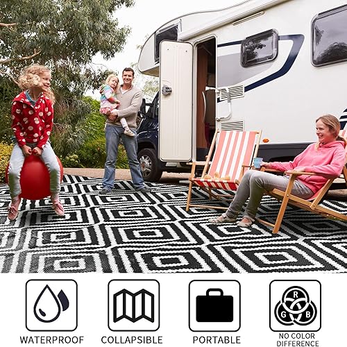 Miniatura 5 de Alfombra de paja de plástico, alfombra de patio al aire libre, alfombra de caravana de 9 x 12, tapetes reversibles, alfombra grande para exteriores,