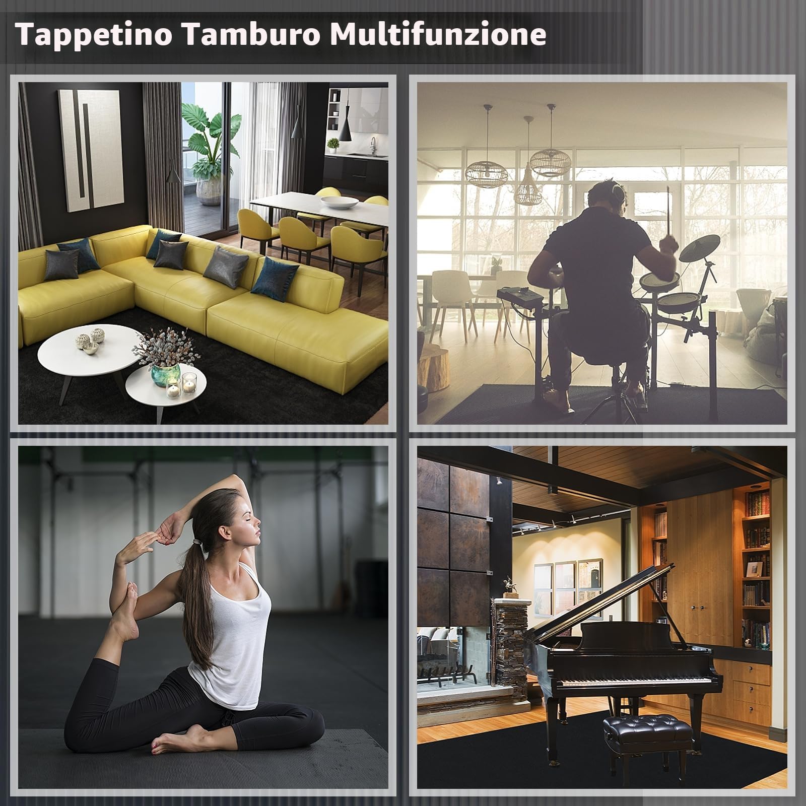 Tappeto per batteria, tappetino elettrico insonorizzata, accessori per batteria elettrica, set jazz, regalo per batteristi